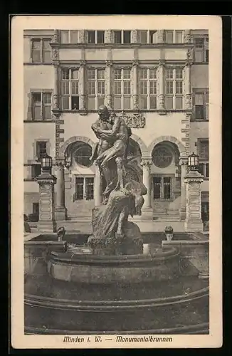 AK Minden i. W., am Monumentalbrunnen