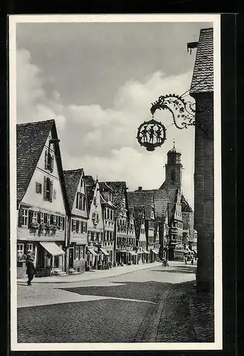 AK Dinkelsbühl, Segringerstrasse mit Dreimohrenschild