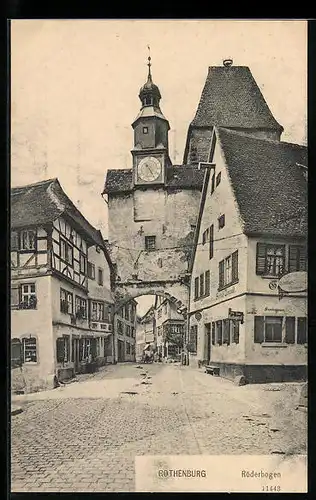 AK Rothenburg, Strassenpartie am Röderbogen