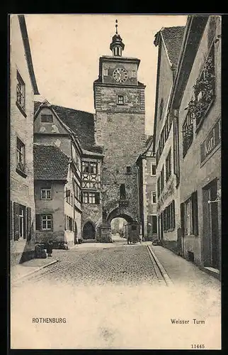 AK Rothenburg, Weisser Turm und Kutsche