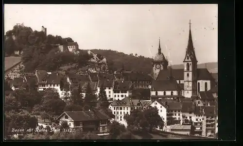 AK Baden, Ortspartie mit Ruine Stein