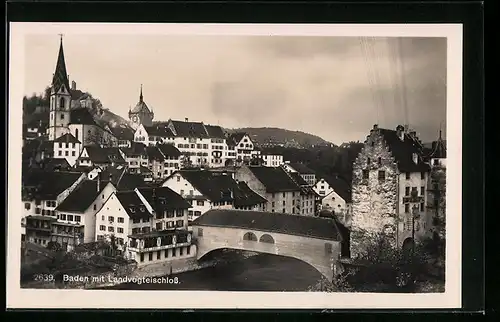 AK Baden, Ortsansicht mit Landvogteischloss