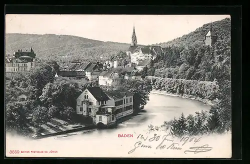 AK Baden, Flusspartie und Kirche