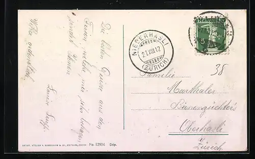 AK Zofingen, Pulverturm bei Vollmond, Ortspartie