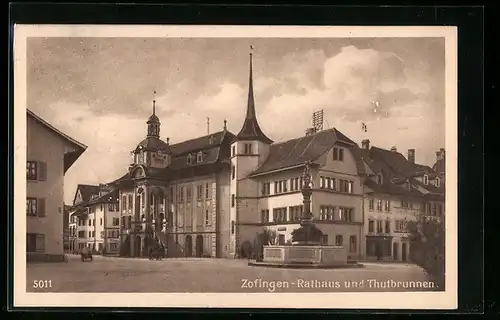 AK Zofingen, Rathaus und Thutbrunnen