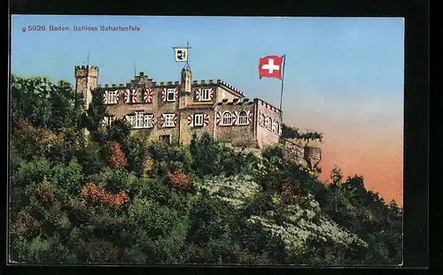 AK Baden, Restaurant Schloss Schartenfels R. Stahel, Gebäudeansicht