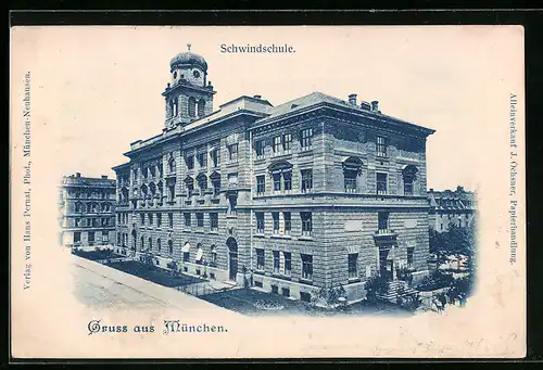 AK München, Blick zur Schwindschule