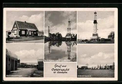 AK Osterwald b. Bentheim, Bohrturm, Industriewerk, Kantine