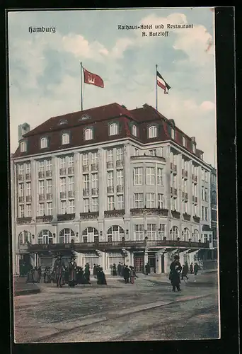 AK Hamburg, Rathaus-Hotel und Restaurant H. Butzloff