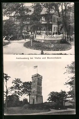 AK Vlotho, Amthausberg und Bismarcksäule