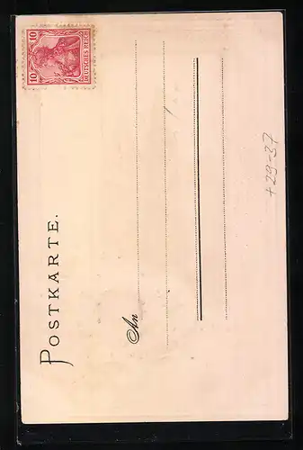 Passepartout-Lithographie Bremen, Denkmal, Der Roland, Wappen