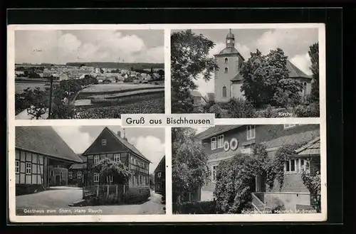 AK Bischhausen, Gasthaus zurm Stern Hans Rauch, Kolonialwaren H. Mussmann, Gesamtansicht