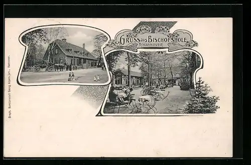 AK Hannover, Gasthaus Bischofshole mit Gartenlokal
