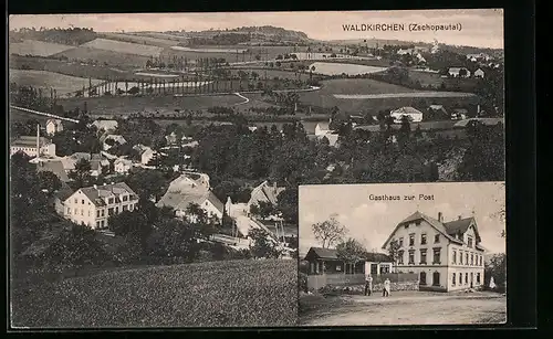 AK Waldkirchen, Gasthaus zur Post, Panoramablick auf den Ort