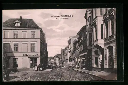 AK Buxtehude, Langestrasse mit Geschäften