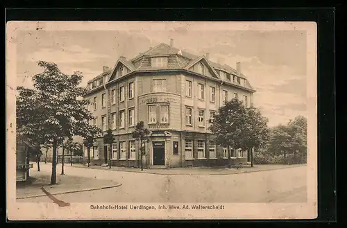 AK Uerdingen, Bahnhofs-Hotel von Witwe Ad. Walterscheidt