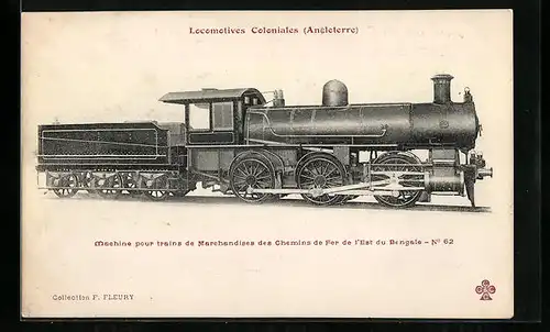 AK Locomotives Coloniales Angleterre, Machine pour trains de Marchandises des Chemins de Fer, Bengalen