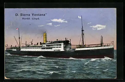 AK Passagierschiff Sierra Cordoba auf hoher See