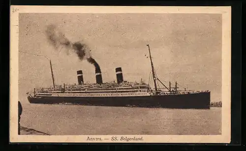 AK Anvers, Passagierschiff S.S. Belgenland in Fahrt