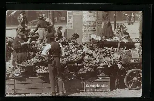 AK Hamburg, Strumper & Co. 1906, Gemüsehändler