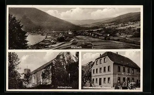AK Weilbach /Mainfranken, Gasthaus zum Engel, Gotthardtruine, Panorama