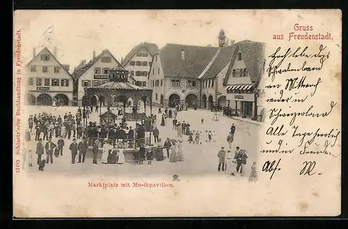 AK Freudenstadt, Marktplatz mit Musikpavillon