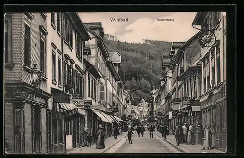 AK Wildbad, Blick die Hauptstrasse entlang