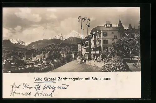 AK Berchtesgaden, Villa Grassl mit Watzmann