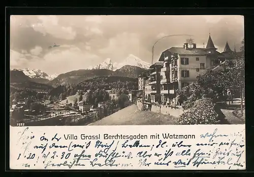 AK Berchtesgaden, Villa Grassl mit Watzmann