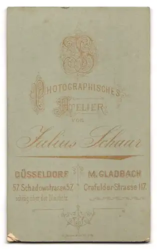 Fotografie Julius Schaar, Düsseldorf, Schadowstrasse 72, Bartloser Bürgerlicher mit Mittelscheitel