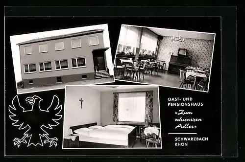 AK Schwarzbach (Röhn), Gast und Pensionshaus Zum schwarzen Adler, Innenansicht
