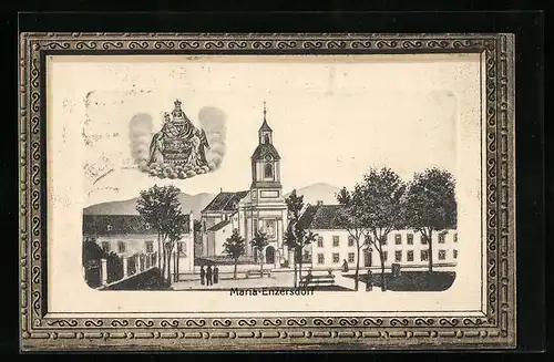 AK Maria-Enzersdorf, Blick zur Wallfahrtskirche, Marienbildnis