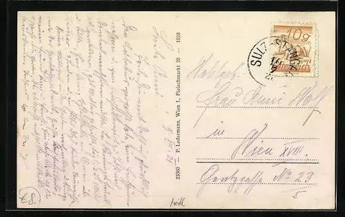 AK Sulz, Ortsansicht mit Fernblick aus der Vogelschau