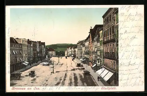 AK Braunau am Inn, Stadtplatz, von oben gesehen