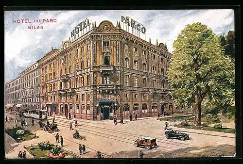 Künstler-AK Milan, Hotel du Parc