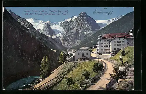 AK Trafoi, Hotel Neue Post an der Stiftserjochstrasse