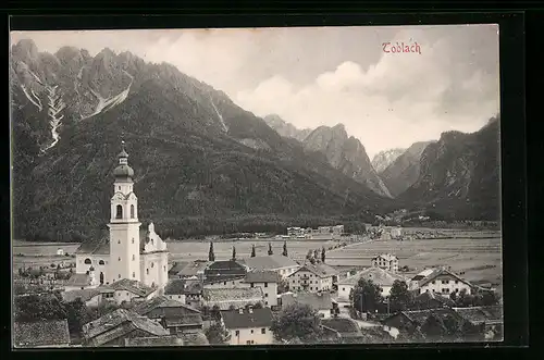 AK Toblach, Gesamtansicht mit Eingang in das Ampezzotal