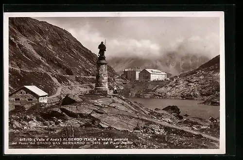 AK Passo del Grand San Bernardo /Valle d`Aosta, Albergo Italia e veduta generale