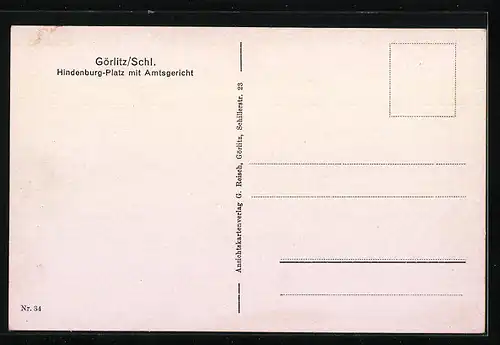 AK Görlitz /Schl., Hindenburg-Platz mit Amtsgericht