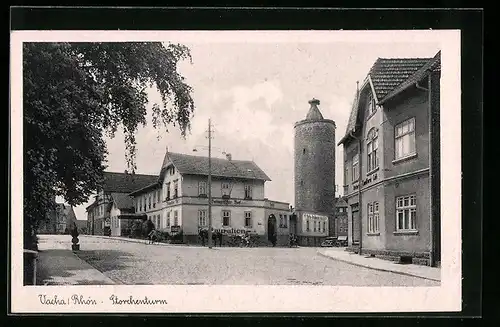 AK Vacha /Rhön, Storchenturm u. Gasthaus Weimarischer Hof
