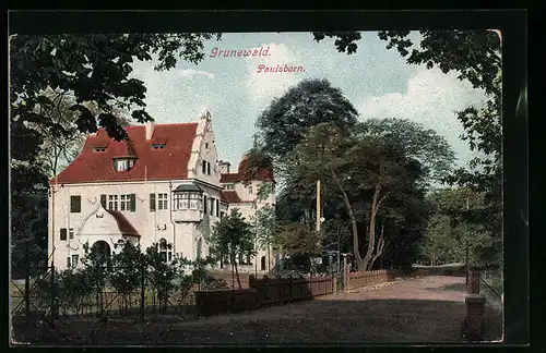 AK Berlin-Grunewald, Gasthaus Paulsborn mit Strasse