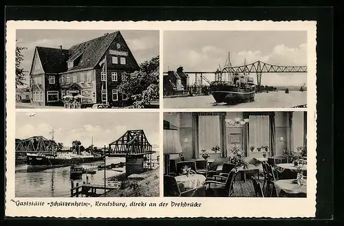 AK Rendsburg, Gaststätte Schützenheim, direkt an der Drehbrücke