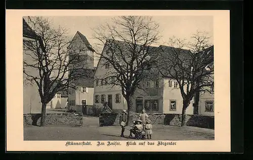 AK Münnerstadt, Strasse am Aniser, Blick auf das Jörgentor