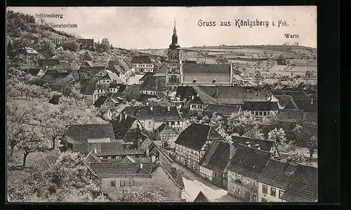 AK Königsberg i. Frk., Schlossberg, Sanatorium, Warte