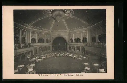 AK Hamburg-St. Pauli, Ballhaus Trichter, Innenansicht