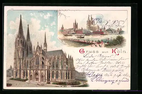 Lithographie Köln, Dom, Stadtansicht