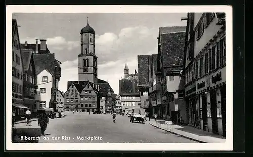 AK Biberach an der Riss, Marktplatz mit Geschäften