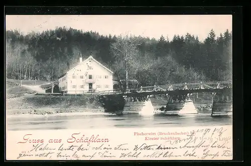 AK Schäftlarn, Gasthaus Fischerwirt bei Kloster Schäftlarn