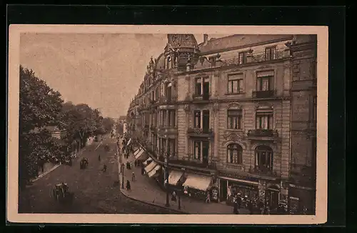 AK Wiesbaden, Wilhelmstrasse mit Geschäften