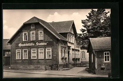 AK Geraberg, Strassenpartie an der Gaststätte Hasse